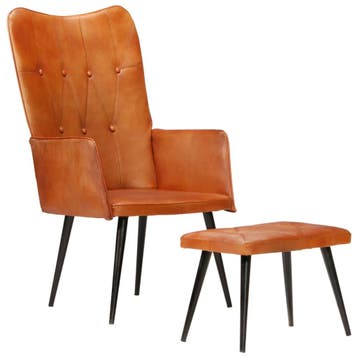Luxe Oorfauteuil met voetenbank - Tweede kansje, OP = OP, Huis en Inrichting, Fauteuils, Verzenden, Minder dan 75 cm, Nieuw, Leer