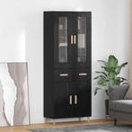 vidaXL Highboard met lade Zwart Eiken 69,5 x 34 x 180 cm, Verzenden
