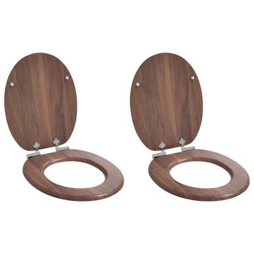 vidaXL Toiletbril 2 pcs Bruin 44 x 38 cm Bewerkt hout, Verzenden