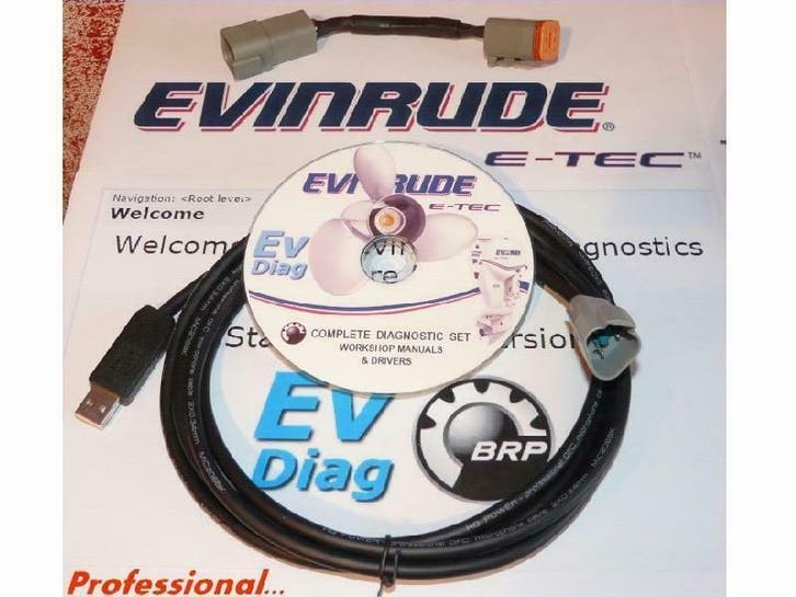 USB Evinrude e-tec diagnose kabel set met bootstrap kabel  N, Watersport en Boten, Accessoires en Onderhoud, Onderhoud en Reparatie