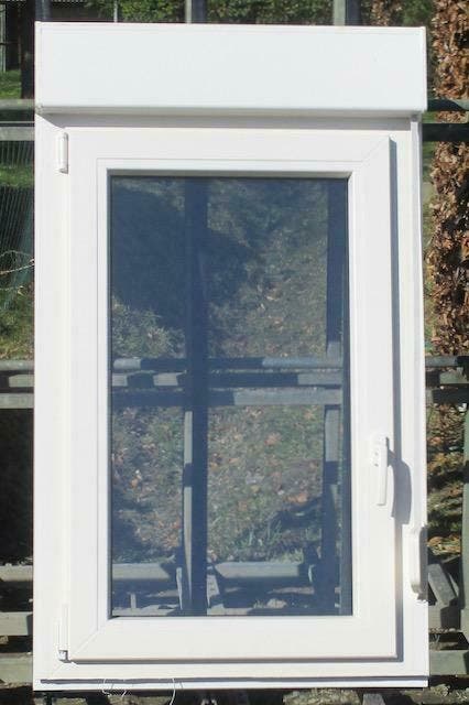 pvc raam , chassis 80 x 136 creme /lichtgrijs met  rolluik, Bricolage & Construction, Châssis & Portes coulissantes, Enlèvement ou Envoi