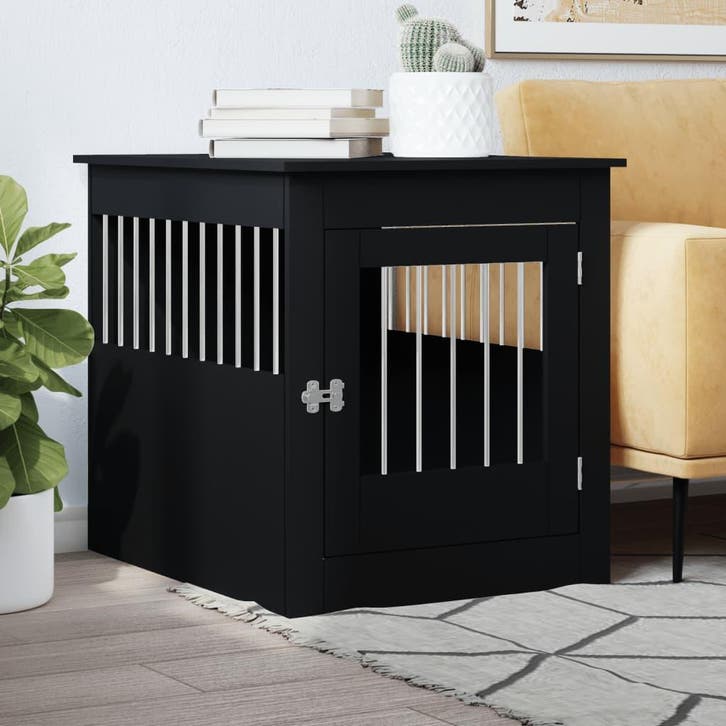 vidaXL Hondenbench 64,5x80x71 cm bewerkt hout zwart, Animaux & Accessoires, Maisons pour chiens, Envoi