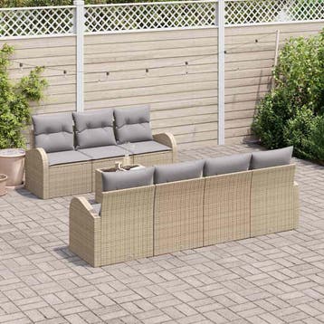 vidaXL Tuinbank Set 8 st 7-Aantal zitplaatsen Beige en Grijs, Verzenden, Nieuw
