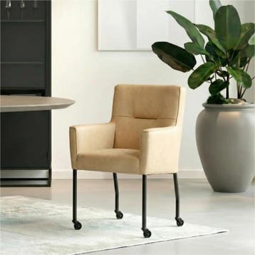 Set van 6 Leren eetkamerstoelen Lucky - Kenia Cognac, Ophalen of Verzenden, Nieuw, Leer