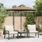 vidaXL Parasol met LEDs en stalen paal 225x225x212 cm taupe, Verzenden