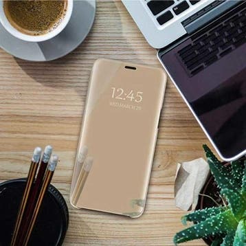 Oppo A74 (4G) Smart Spiegel Flip Case Cover Hoesje Goud, Verzenden, Nieuw