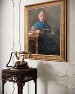 Julius Magnus Petersen (1827-1917) - Girl reading a Bible,, Antiquités & Art