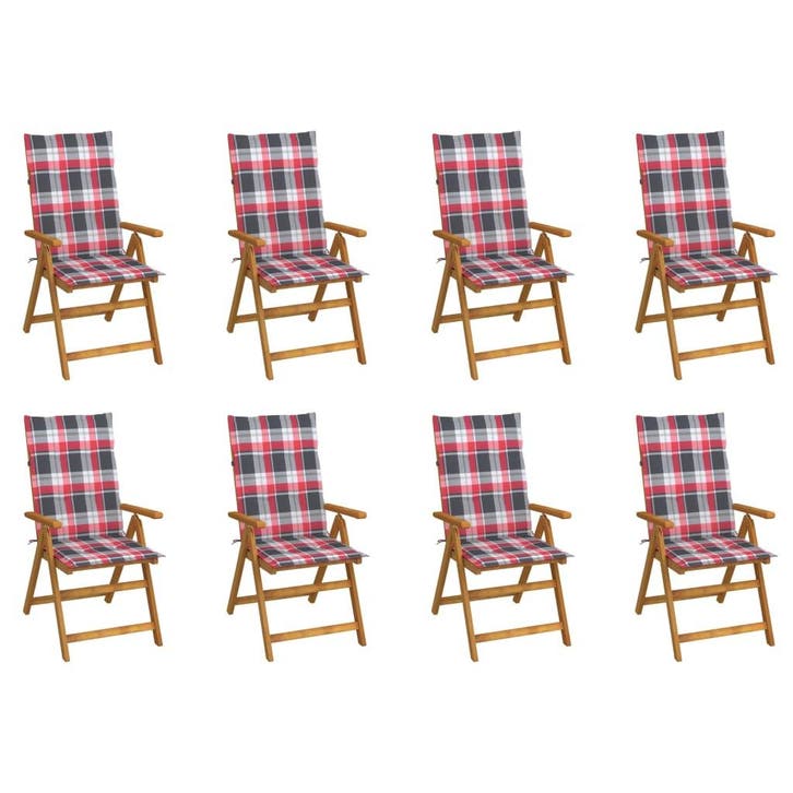 vidaXL Tuinstoelen 8 st inklapbaar met kussens massief, Tuin en Terras, Tuinstoelen, Nieuw, Verzenden