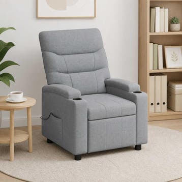 vidaXL Massage-relaxfauteuil Lichtgrijs 75 x 95 x 103 cm, Verzenden, Nieuw