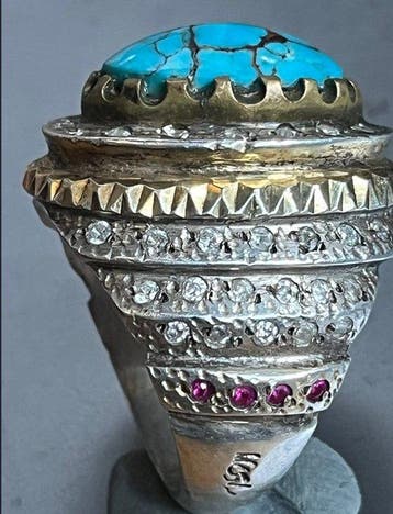 Turquoise - Zilver - Ring, Antiek en Kunst