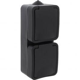 Q-LINK Wandcontactdoos Buiten - Dubbel Spatwaterdicht IP54 M, Doe-het-zelf en Bouw, Elektriciteit en Kabels, Nieuw, Verzenden