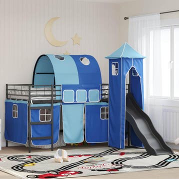 vidaXL Bunkbed voor kinderen Effen Zwart en Blauw 107 x 203, Verzenden, Nieuw