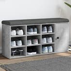 vidaXL Schoenenbank 102x32x50 cm bewerkt hout betongrijs, Verzenden, Nieuw