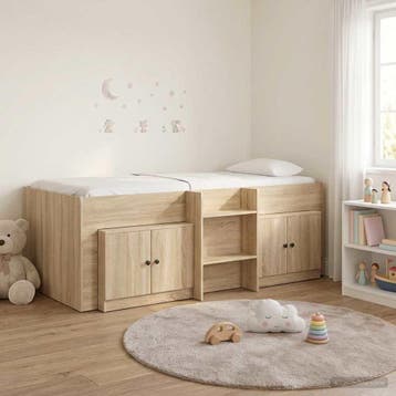 vidaXL Loft Bed Frame met Kast 3 st Sonoma Eiken Bewerkt, Verzenden, Nieuw