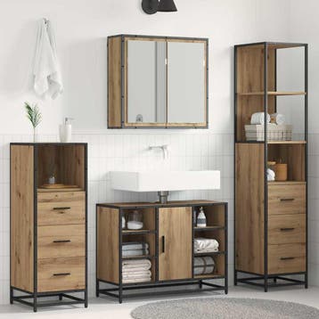 vidaXL Badkamermeubel Set met lade 3 pcs Artisan Eiken, Verzenden