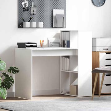 vidaXL Bureau Wit Bewerkt hout 108 x 55 x 103.5 cm, Verzenden