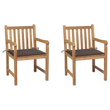 vidaXL Tuinstoelen 2 st met taupe kussens massief teakhout, Verzenden, Nieuw