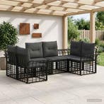 vidaXL Buiten bank set 6 pcs Zwart en Donker Grijs Polyester, Verzenden