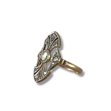 Ring - 18 karaat Geel goud, Platina - 0.27ct. tw. Diamant, Nieuw