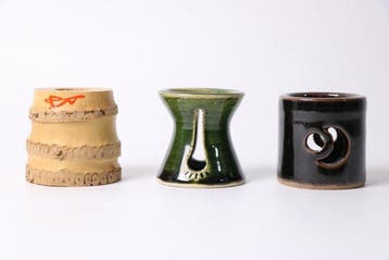 Set van 3 gesigneerde futaoki met tomobako - Bamboe en