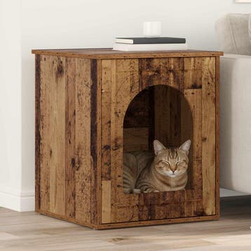 vidaXL Kattenhuis Oudhout 53 x 52 x 62 cm Bewerkt hout, Verzenden