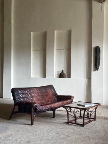 Sofa - Bamboe, Canvas, Leder