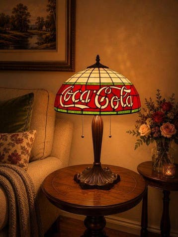 XXL Tiffany stijl tafellamp VINTAGE COLA GLOW lamp met 2