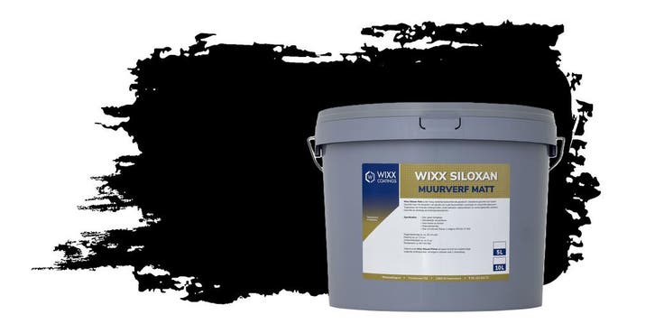 Wixx Siloxan Buitenlatex Matt RAL 9005 | Gitzwart 5L, Doe-het-zelf en Bouw, Verf, Beits en Lak, Nieuw, Verzenden