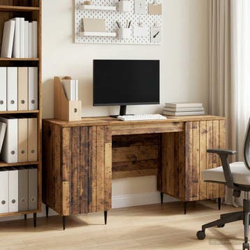 vidaXL Bureau met plank Oud hout 142,5 x 50 x 75 cm Bewerkt, Verzenden