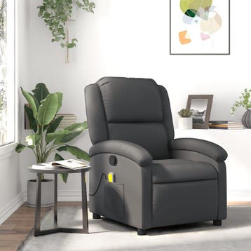 vidaXL Massagestoel van echt leer, grijs, Huis en Inrichting, Fauteuils, Verzenden, Nieuw