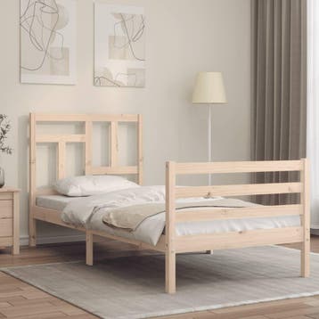 vidaXL Bedframe met hoofdbord massief hout, Verzenden, Nieuw