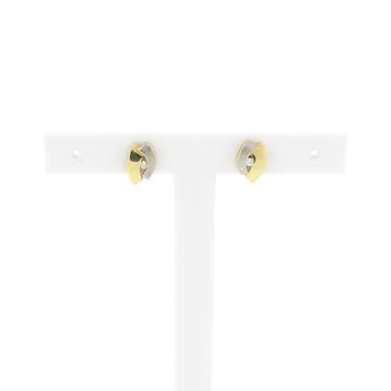 Bicolor gouden oorstekers met zirconia (Oorbellen), Handtassen en Accessoires, Oorbellen, Gebruikt, Ophalen of Verzenden, Met edelsteen