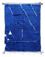 Marokkaans Blauw Modern Berber Nieuw Wol Tapijt - Vloerkleed, Huis en Inrichting, Nieuw