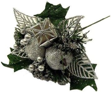 Kerstbijsteker Zilver Appel Cadeautje en Besjes doos, Nieuw