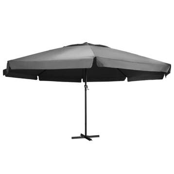 Parasol 600cm antraciet met kruisvoet. Eenvoudig zelf te..., Verzenden, Zo goed als nieuw, Meer dan 4 meter, Stokparasol