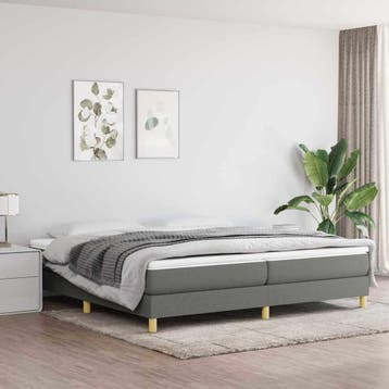 vidaXL Boxspring bed stof donkergrijs 200x200 cm, Verzenden