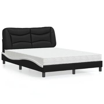 vidaXL Bed met matras Hvar kunstleer zwart en wit 120x200, Verzenden, Nieuw