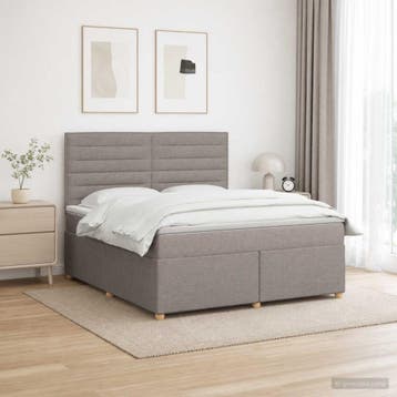 vidaXL Boxspringbed met matras met hoofdeinde Taupe 160 x, Verzenden, Nieuw