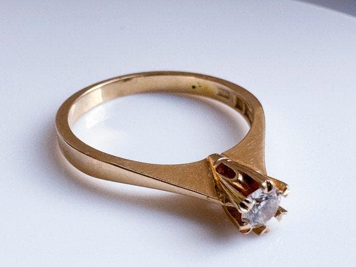 Verlovingsring - 18 karaat Geel goud - 0.15ct. tw. Diamant, Bijoux, Sacs & Beauté, Bijoux anciens