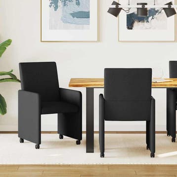 vidaXL Eetkamerstoelen met wielen 2 st Stof Zwart 57 x 66 x, Verzenden, Nieuw