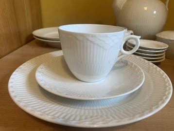 Royal Copenhagen - white fluted half lace service for 2 with