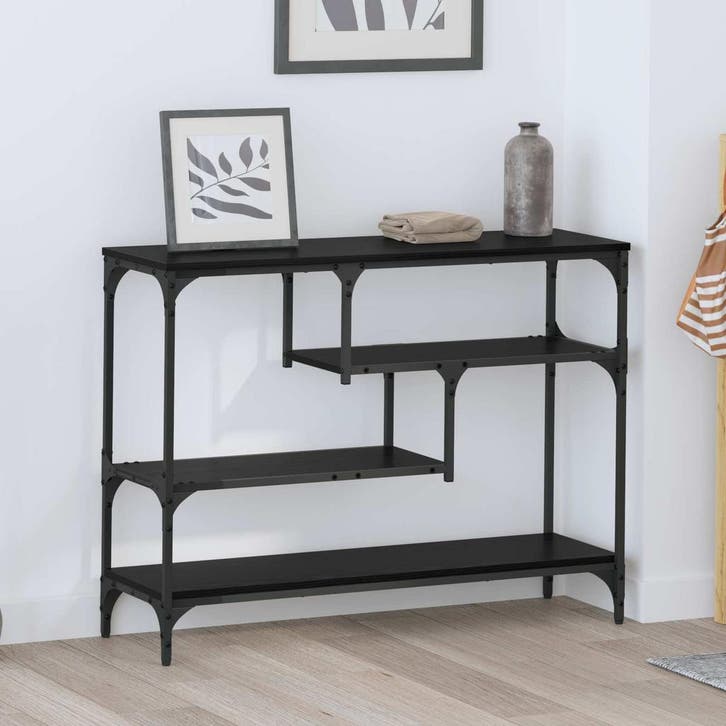 vidaXL Wandtafel met plank Zwart Eiken 100 x 30 x 75 cm, Huis en Inrichting, Tafels | Bijzettafels, Nieuw, Verzenden