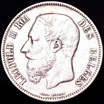 België. Leopold II. 5 Francs 1869 (Zonder minimumprijs)