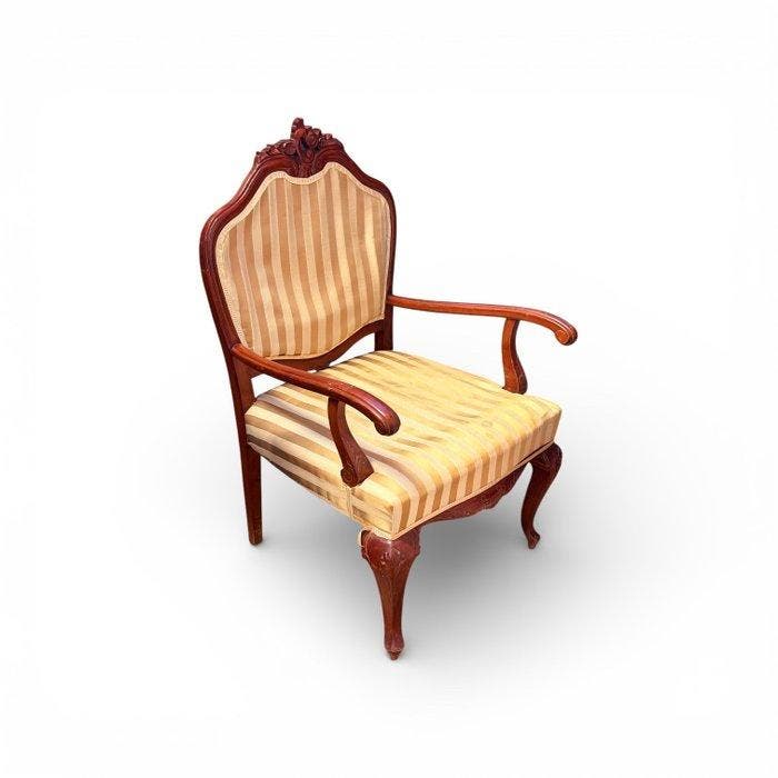 Fauteuil - Walnoot - Originele bekleding, Antiquités & Art, Curiosités & Brocante