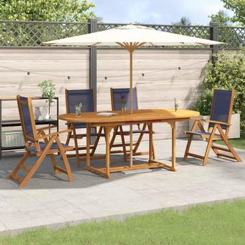 vidaXL 5-delige Tuinset massief acaciahout en textileen, Verzenden, Nieuw, Tuinset