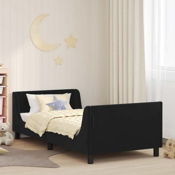 vidaXL Kinderen bedframe met hoofdboard Zwart 90 x 190 cm, Verzenden