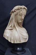 Sculpture, Vergine Velata - - 50 cm - Marbre de Carrare, Antiek en Kunst