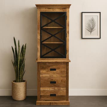 Buffetkast Mangohout Milan 65 X, Huis en Inrichting, Kasten | Buffetkasten, Verzenden, Nieuw, Overige houtsoorten, Industriële meubels