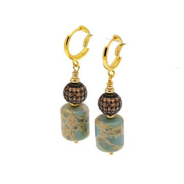Citrine - Argent - Boucles doreilles - Citrine - agate