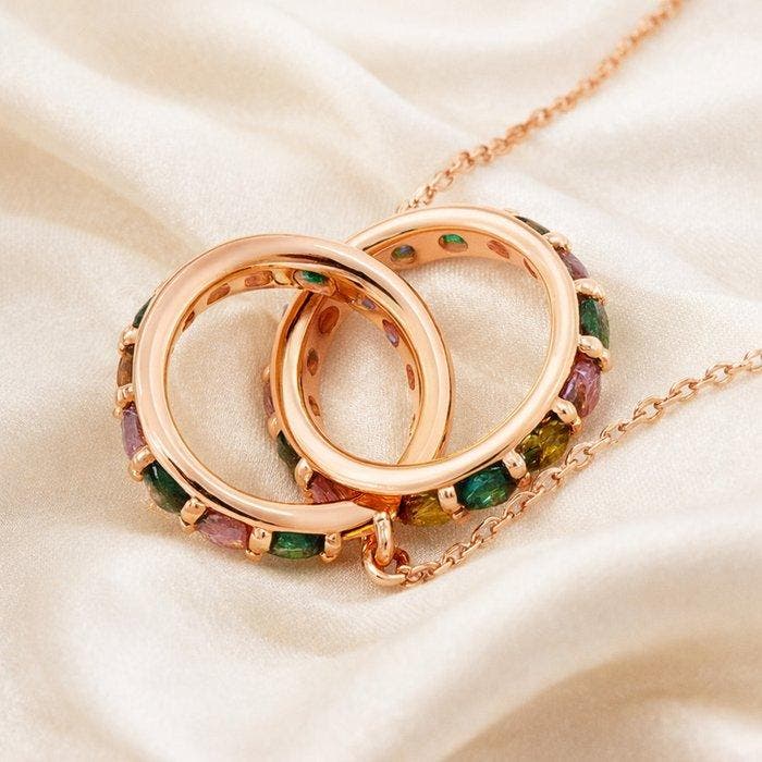 Zonder minimumprijs - Halsketting Verguld Toermalijn - 18k, Handtassen en Accessoires, Kettingen